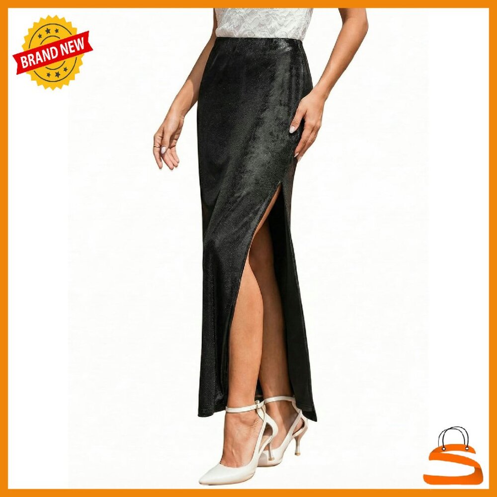 Maxi A-Line Skirt High Waist Long Slit Premium Fabric Xs-Xl